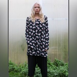 Tunique Gudrun Sjöden XXL - Beige Et Noir, Lyocell Extensible - Sans Manches, Style Bohème